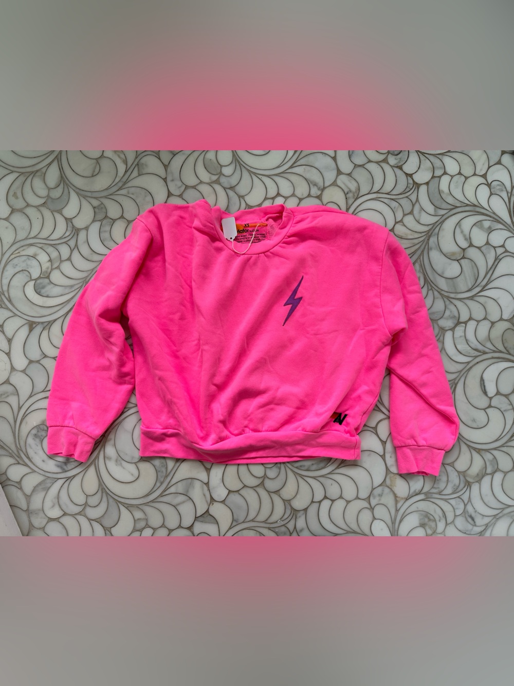 BOLT STITCH RELAXED CREW SWEATSHIRT - NEON PINK // NEON PURPLE
